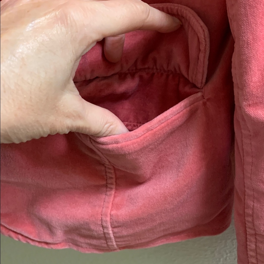 Vintage Old Navy Y2K Pink Velvet Large Blazer Floral Brocade Lined Pockets.   V - Picture 6 of 10